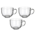 B Unique 470ml (16 oz) Lead-Free Clear Latte Cups with Handle, Set of 3, Dishwasher Safe Coffee & Tea Mugs