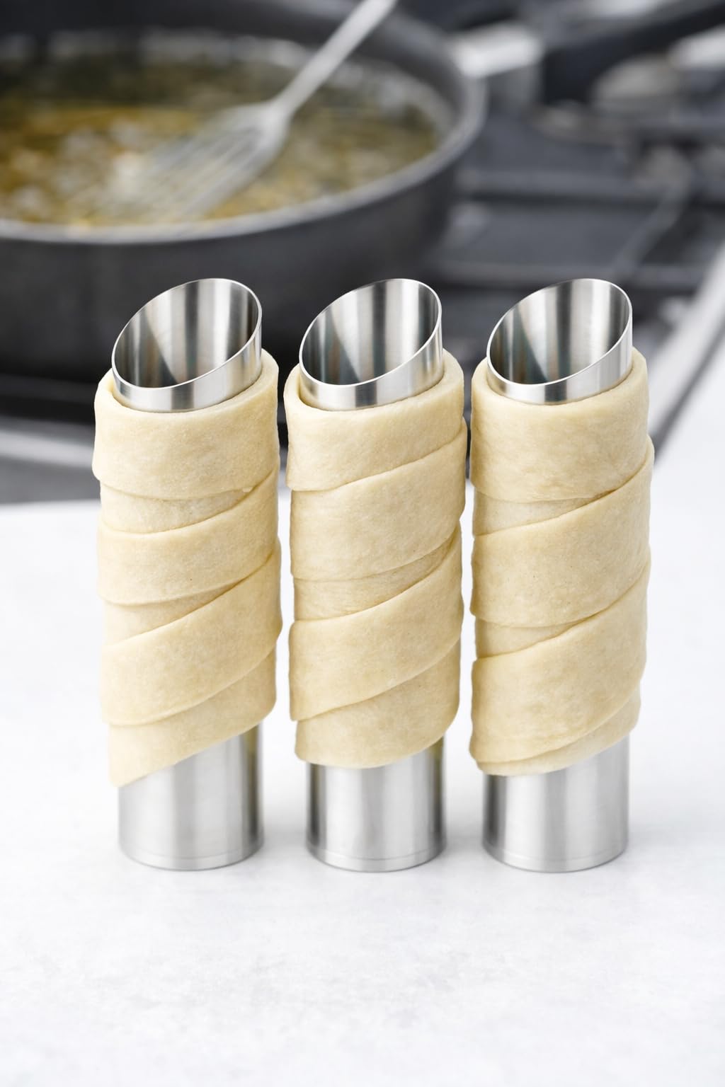 Cannoli Tubes Set of 3, Stainless Steel Cannoli Forms, Cream Horn Molds, Non-Stick Pastry Tubes for Baking Cannoli, Dessert, Puff Pastry & Appetizers