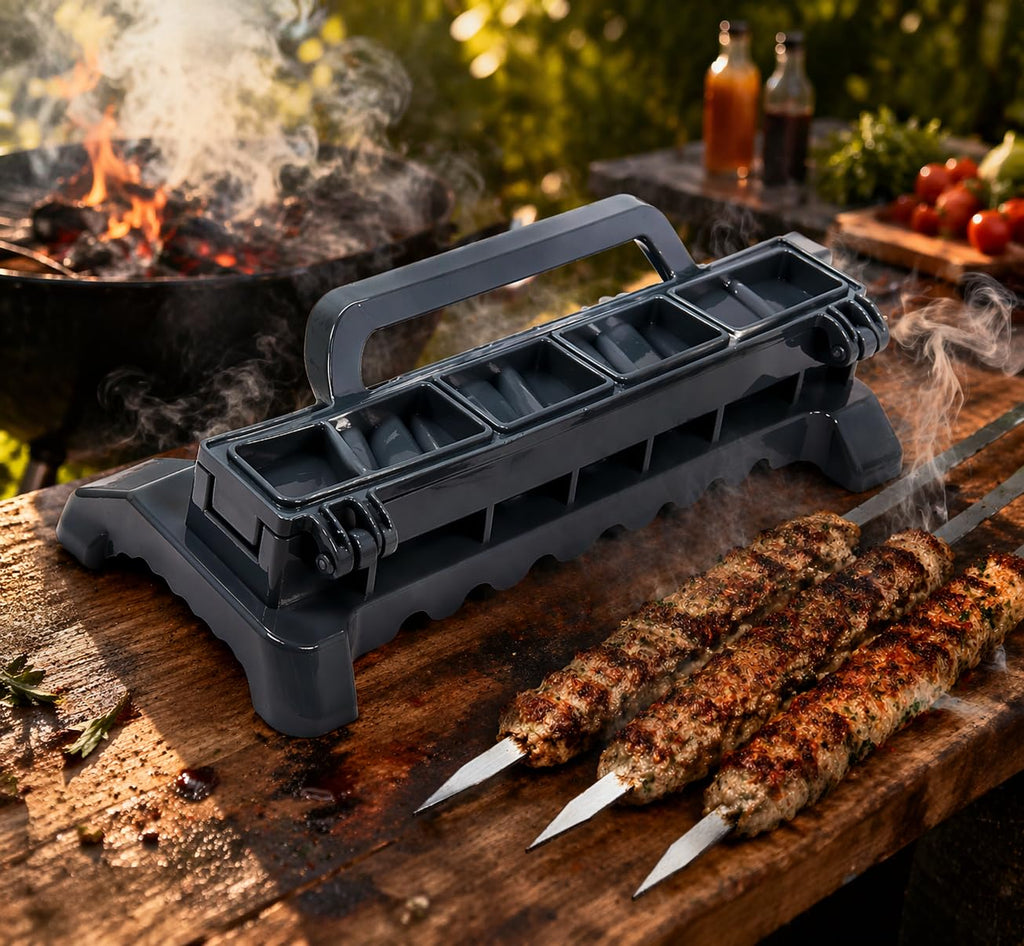 Kebab Maker Press for Skewers, BBQ Koobideh Maker Tool, Easy Kabob Shaper, Uniform Meat Skewer Mold, Kitchen BBQ Tool