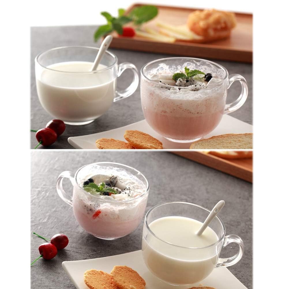 B Unique 470ml (16 oz) Lead-Free Clear Latte Cups with Handle, Set of 3, Dishwasher Safe Coffee & Tea Mugs