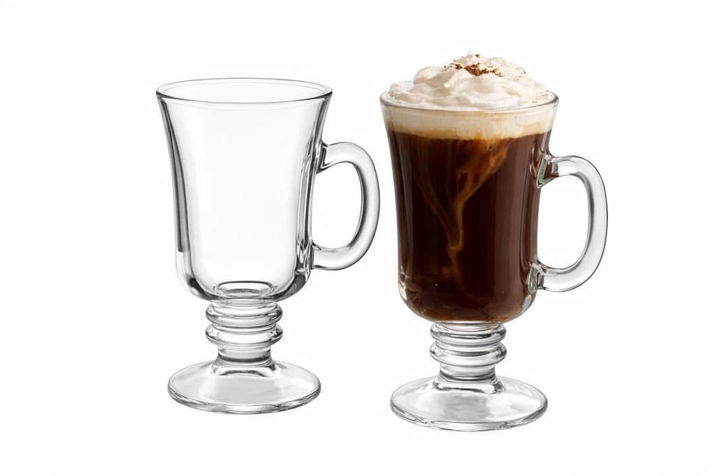 B Unique Lead-Free Irish Crystal Glass Set for Coffee, Mulled Wine, Tea & Other Beautiful Drinks for Entertaining – Pack of 2