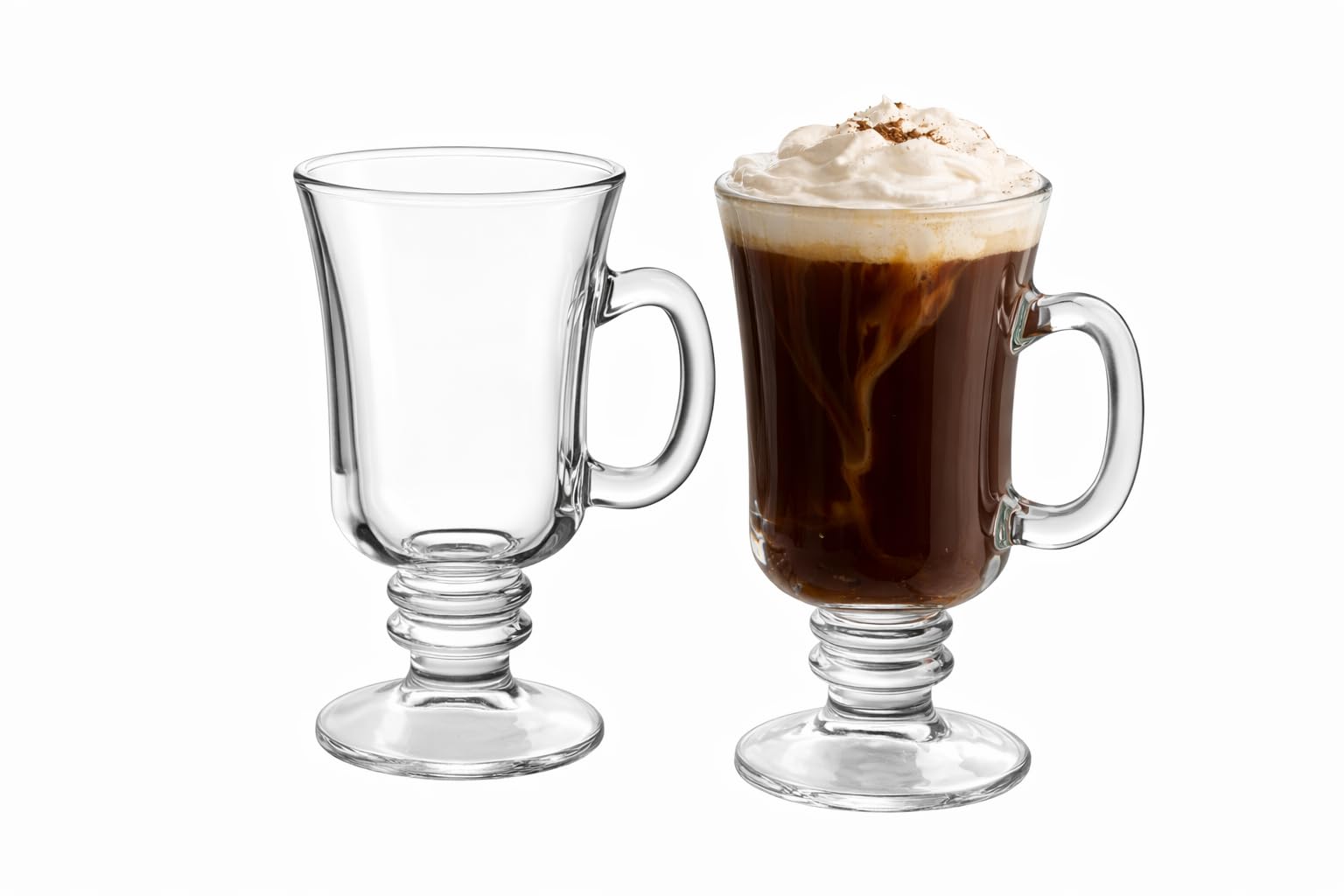 B Unique Lead-Free Irish Crystal Glass Set for Coffee, Mulled Wine, Tea & Other Beautiful Drinks for Entertaining – Pack of 2