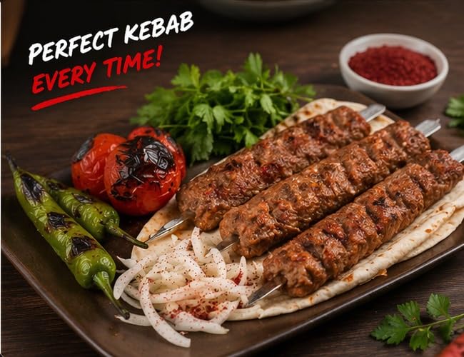 Kebab Maker Press for Skewers, BBQ Koobideh Maker Tool, Easy Kabob Shaper, Uniform Meat Skewer Mold, Kitchen BBQ Tool