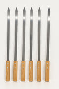 6PCS Pack 23-Inch Heavy Duty 1-Inch Wide BBQ Brazilian-Style Kabob Skewers With Wooden Handle