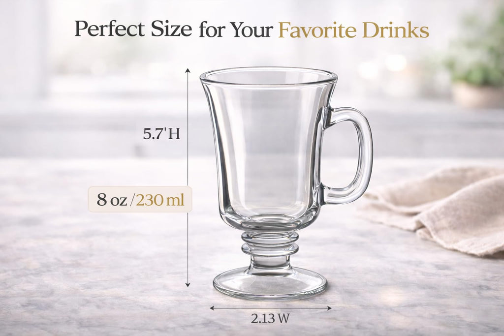 B Unique Lead-Free Irish Crystal Glass Set for Coffee, Mulled Wine, Tea & Other Beautiful Drinks for Entertaining – Pack of 2