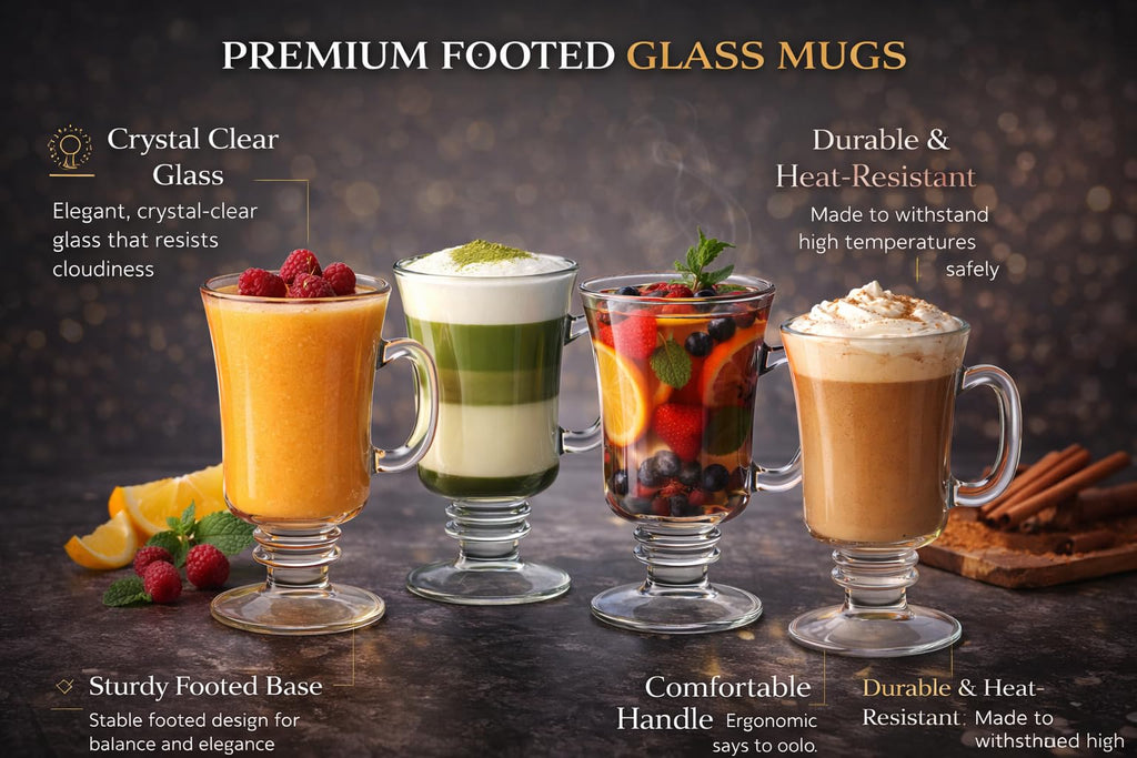 B Unique Lead-Free Irish Crystal Glass Set for Coffee, Mulled Wine, Tea & Other Beautiful Drinks for Entertaining – Pack of 2