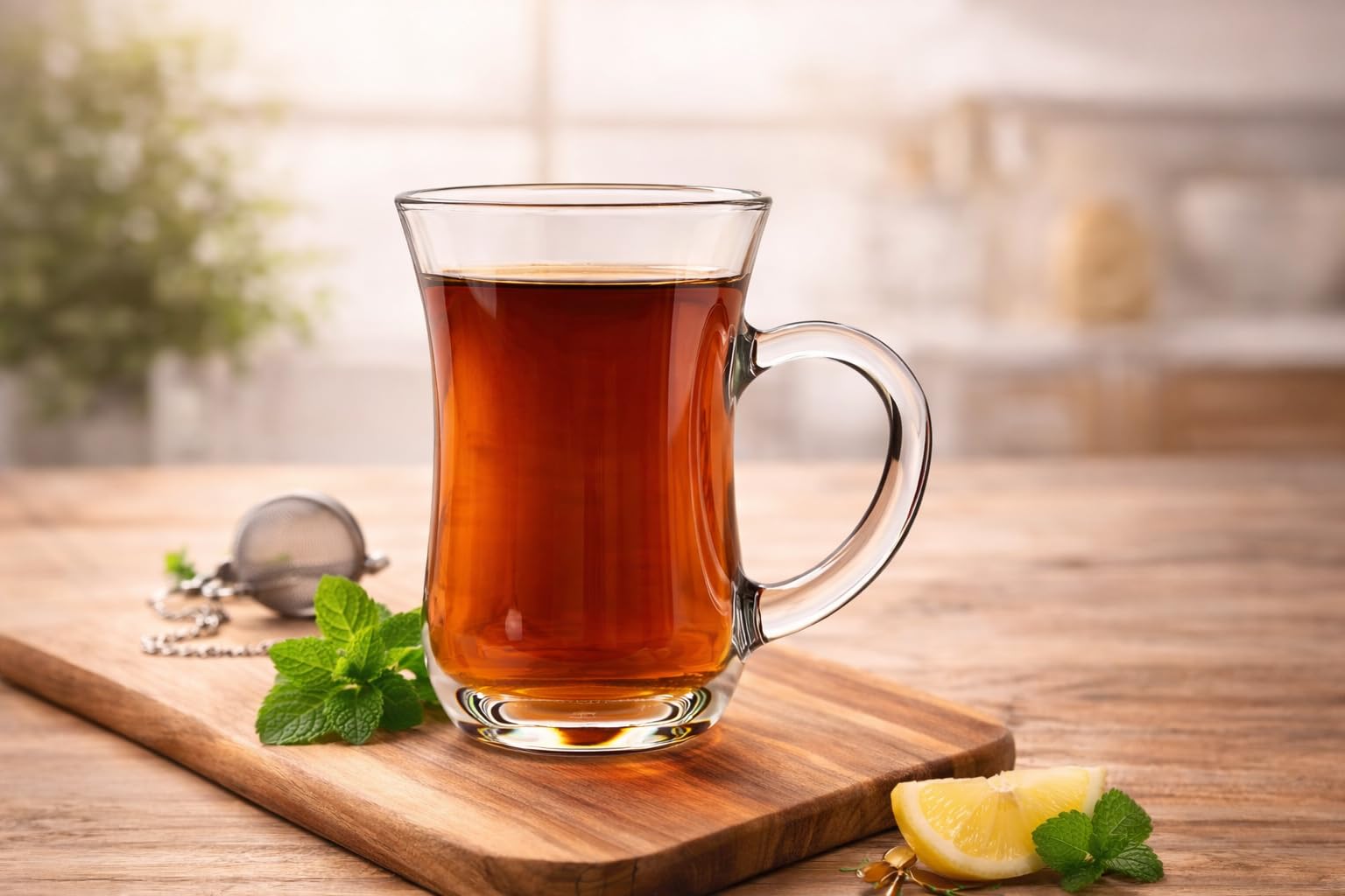 B Unique Glass Tea Cups – Set of 6 (5 oz / 150 ml) Turkish Tea Glasses with Handle, Heat-Resistant, Lead-Free, Dishwasher & Microwave Safe