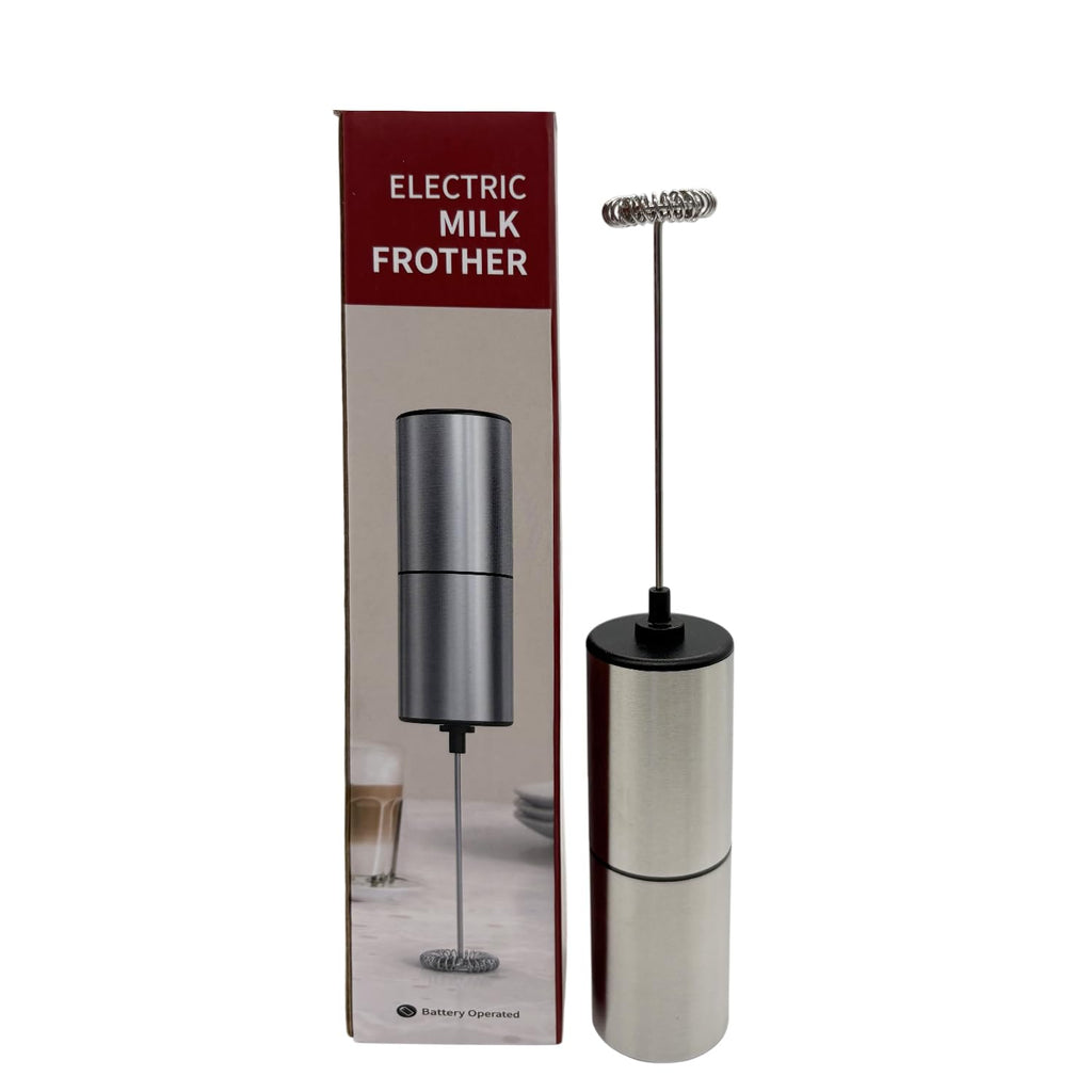 Premium Stainless Steel Electric Milk Frother | Battery Operated Foam Maker for Coffee, Latte, Matcha | Durable & Lightweight Handheld Frother for Creamy Foam | Ergonomic Design& Easy to Operate