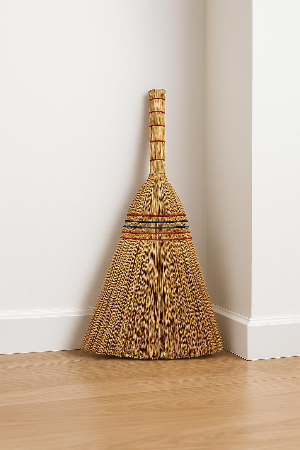 B Unique Lightweight Corn Broom – 75cm Natural Straw Broom with Reinforced Handle – Heavy-Duty Indoor/Outdoor Sweeping for Home, Garage, Patio, Hardwood Floors & Tight Corners