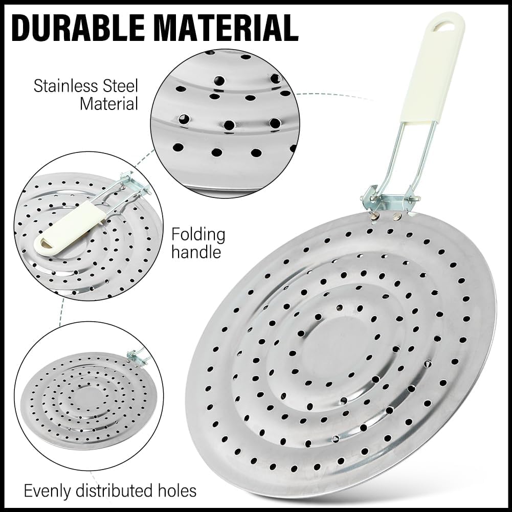 8-Inch Heavy-Duty Stainless Steel Heat Diffuser & Heat Distributor – Simmer Ring with Heat-Resistant Handle, Even Flame Distribution, Protects Cookware, Universal Fit for Pots, Pans, Coffee & Slow Cooking