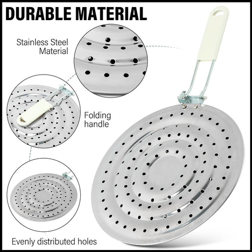 8-Inch Heavy-Duty Stainless Steel Heat Diffuser & Heat Distributor – Simmer Ring with Heat-Resistant Handle, Even Flame Distribution, Protects Cookware, Universal Fit for Pots, Pans, Coffee & Slow Cooking