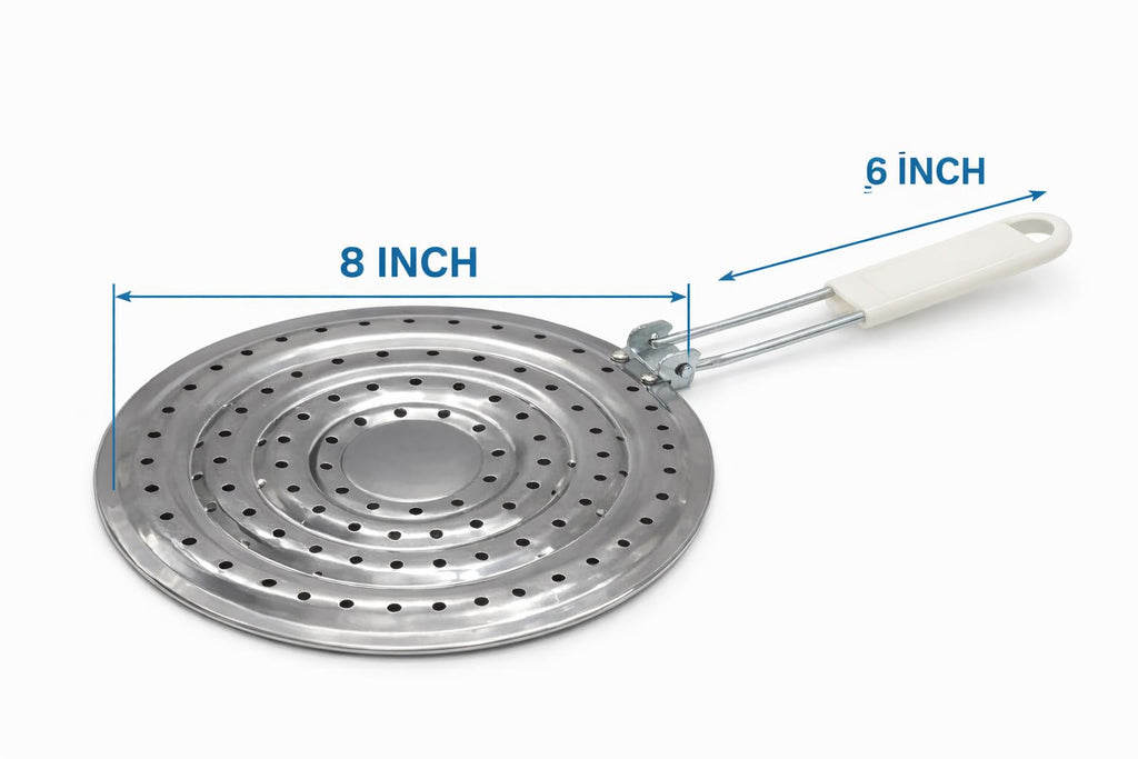 8-Inch Heavy-Duty Stainless Steel Heat Diffuser & Heat Distributor – Simmer Ring with Heat-Resistant Handle, Even Flame Distribution, Protects Cookware, Universal Fit for Pots, Pans, Coffee & Slow Cooking