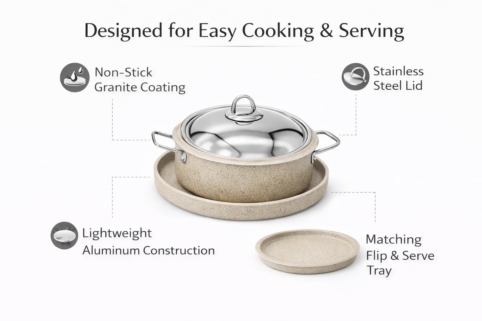 Maqluba (Makloubah) Aluminum Non-Stick Granit Coated Pot (34cm) طنجرة المقلوبه